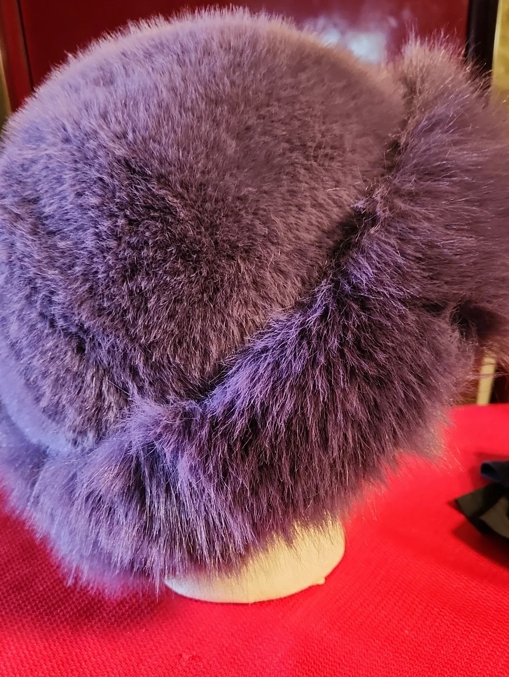 Purple Faux Fur Winter Hat- Women Hair Accessory
